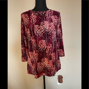 NWT CROFT & BARROW Woman’s Top 3/4 sleeves